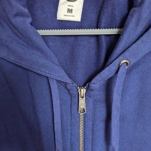 AMERICAN GIANT TERRY FULL ZIP HOODIE: BLUE, MEDIUM